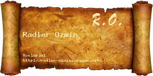 Radler Ozmin névjegykártya